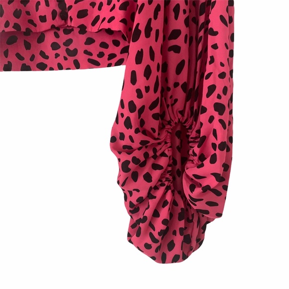 NWT Pink Cheetah Print Flowy Sleeve Crop Top - Picture 4 of 12